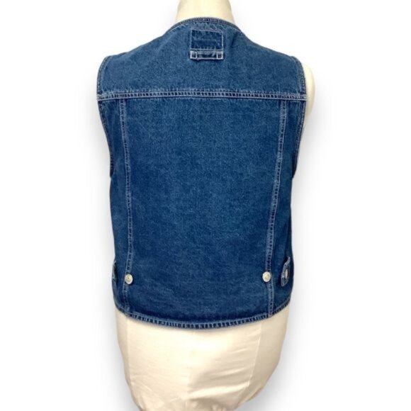 Ki-Ko-Mo Women’s Vintage Dark Wash Blue Jean Cotton Denim Vest, size M - Picture 4 of 8
